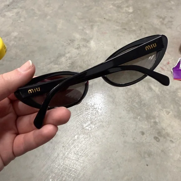 Miu Miu Black Cat-Eye Sunglasses with Rhinestone Trim - Picture 2 of 4
